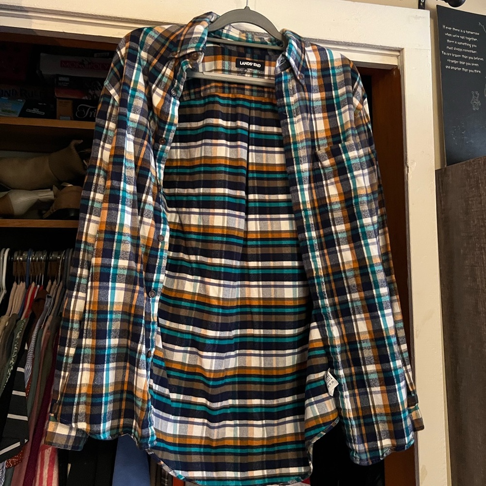 Lands' End Vibrant Plaid Button-Up Shirt